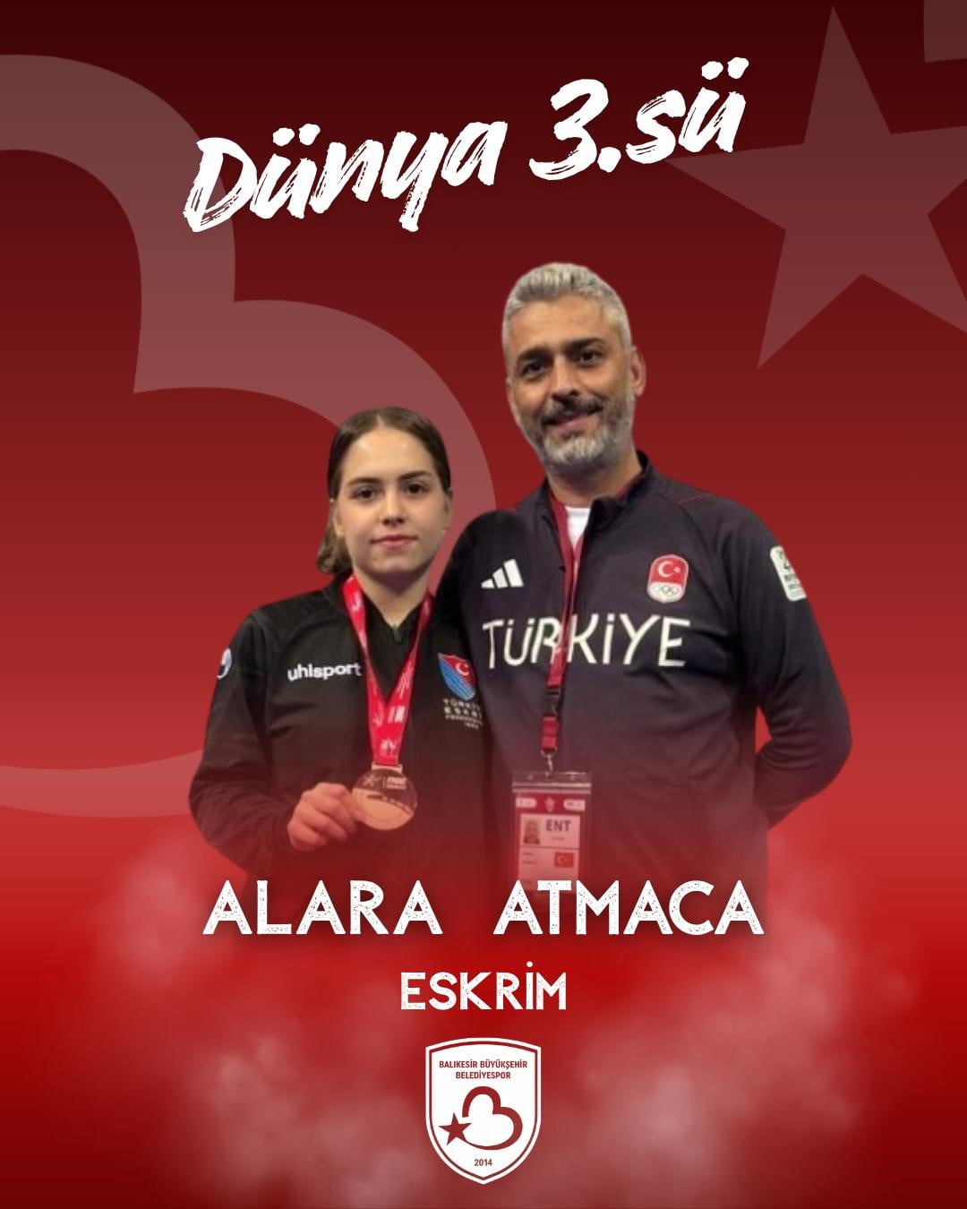 BALIKESİRLİ ALARA ATMACA DÜNYA KUPASI’NDA BRONZ MADALYA KAZANDI