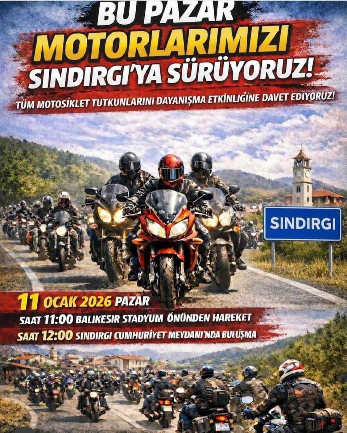 BALIKESİRLİ MOTOSİKLETÇİLER SINDIRGI’DA BULUŞUYOR