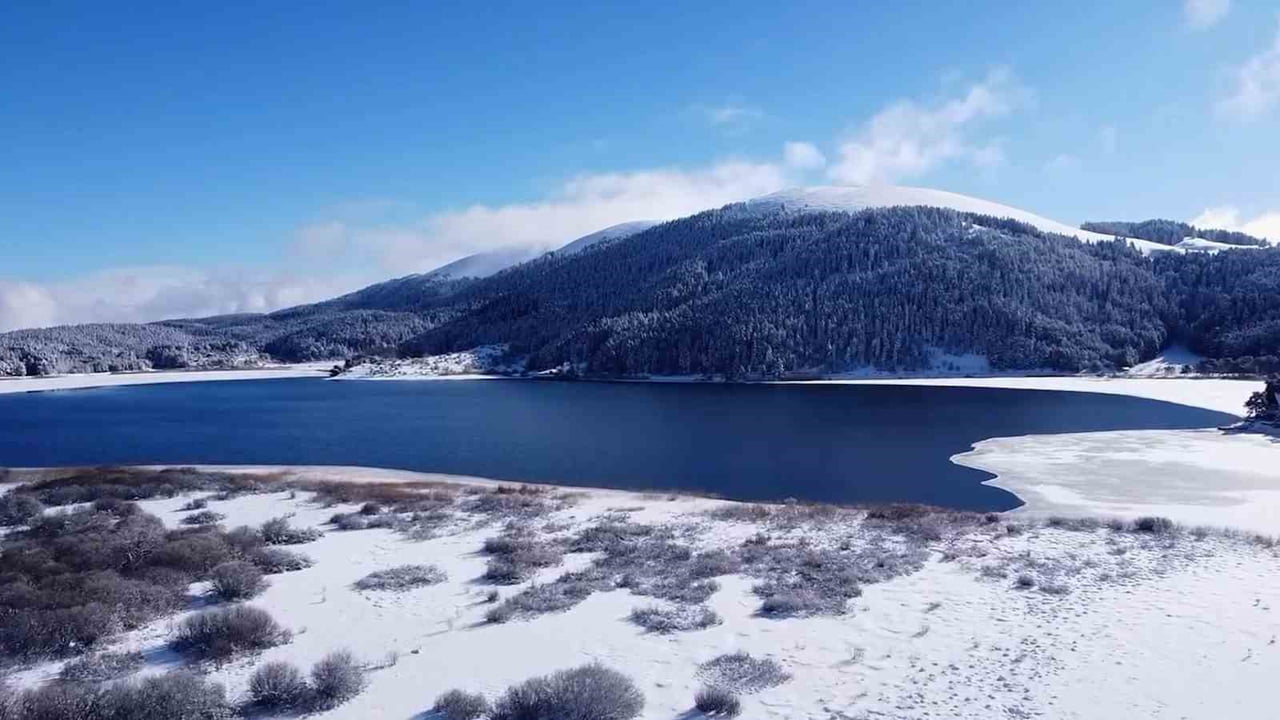 BOLU’NUN DOĞAL GÜZELLİKLERİYLE ÖNE ÇIKAN ABANT GÖLÜ MİLLİ PARKI, KAR YAĞIŞININ ARDINDAN BEYAZA...
