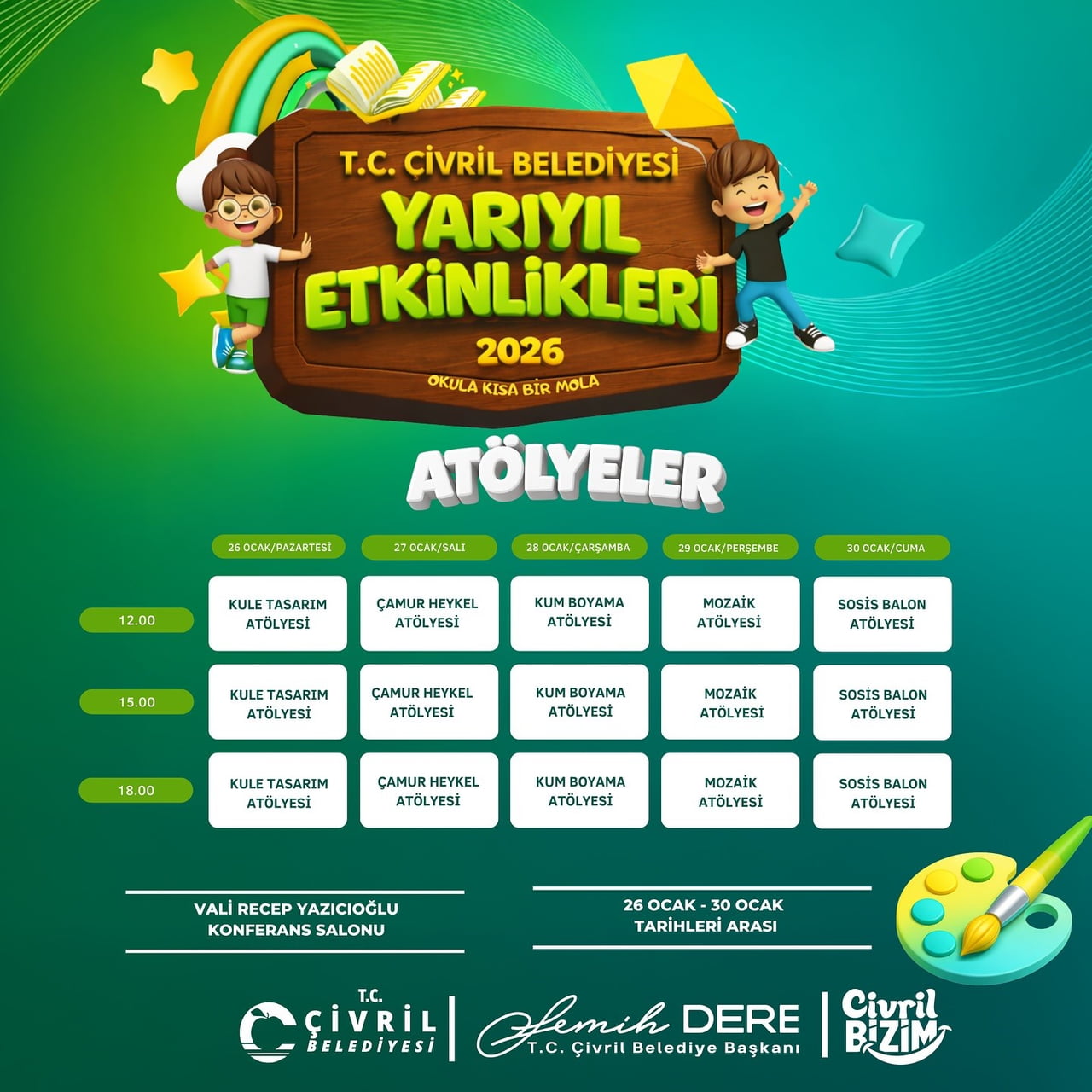 ÇİVRİL BELEDİYESİ, YARIYIL TATİLİNDE ÇOCUKLAR İÇİN ÜCRETSİZ SİNEMA VE ATÖLYE ETKİNLİKLERİ...