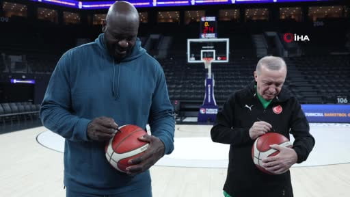 Cumhurbaşkanı Erdoğan, NBA'in efsane yıldızlarından Shaquille O'Neal ile bir araya geldi