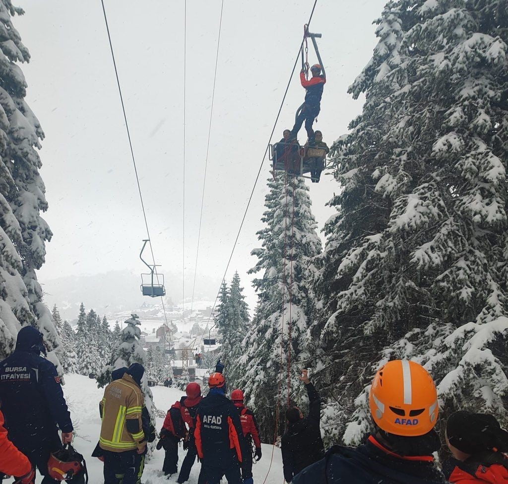 İÇİŞLERİ BAKANI ALİ YERLİKAYA BURSA ULUDAĞ’DA TELESİYEJ ARIZASI NEDENİYLE MAHSUR KALAN 52 KİŞİNİN...