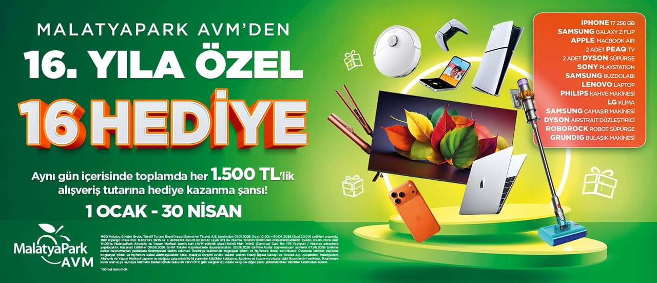 MALATYAPARK AVM’DEN 16. YILA ÖZEL BÜYÜK ÇEKİLİŞ KAMPANYASI