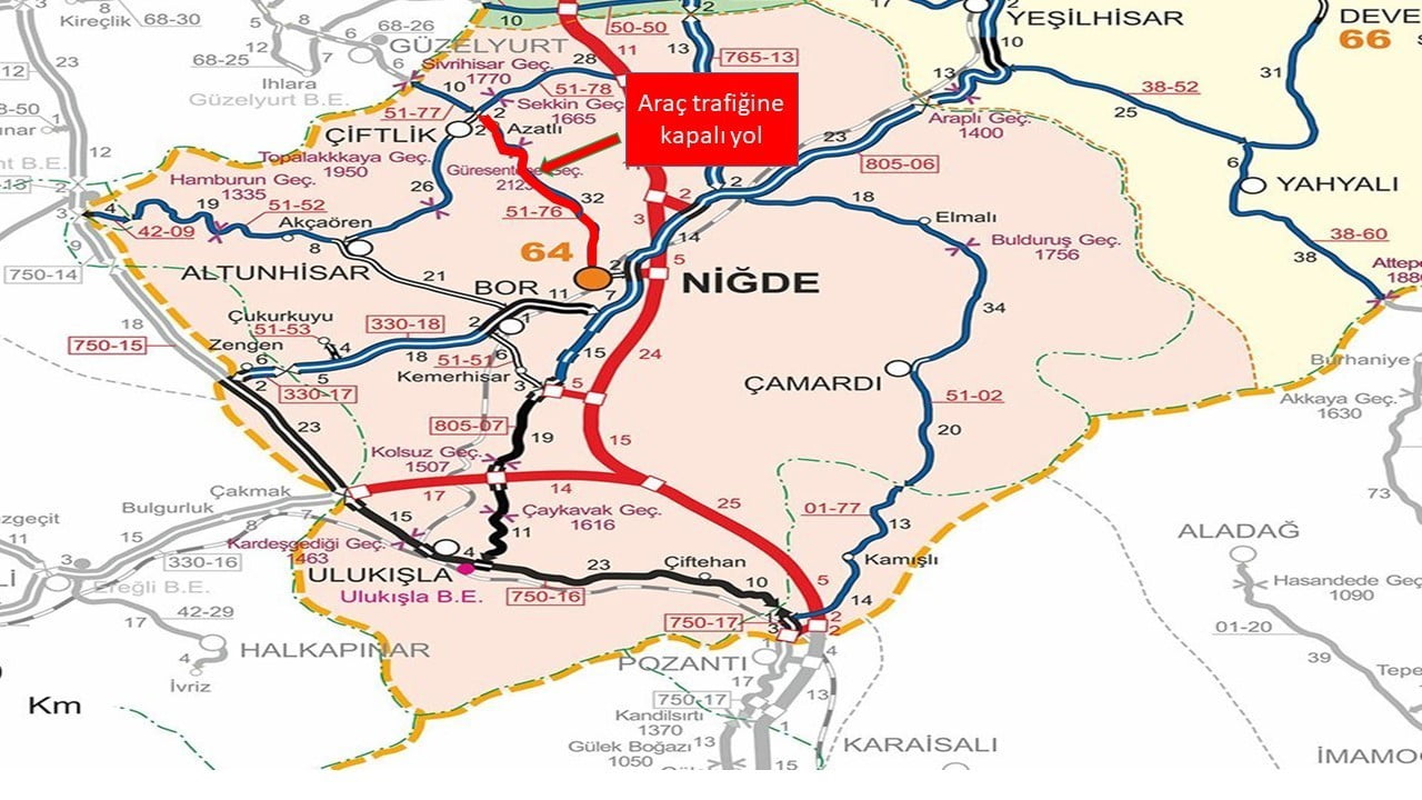 NİĞDE VALİLİĞİ, ETKİLİ OLAN KAR YAĞIŞI VE TİPİ NEDENİYLE KENTTE BAZI YOLLARIN GEÇİCİ OLARAK...