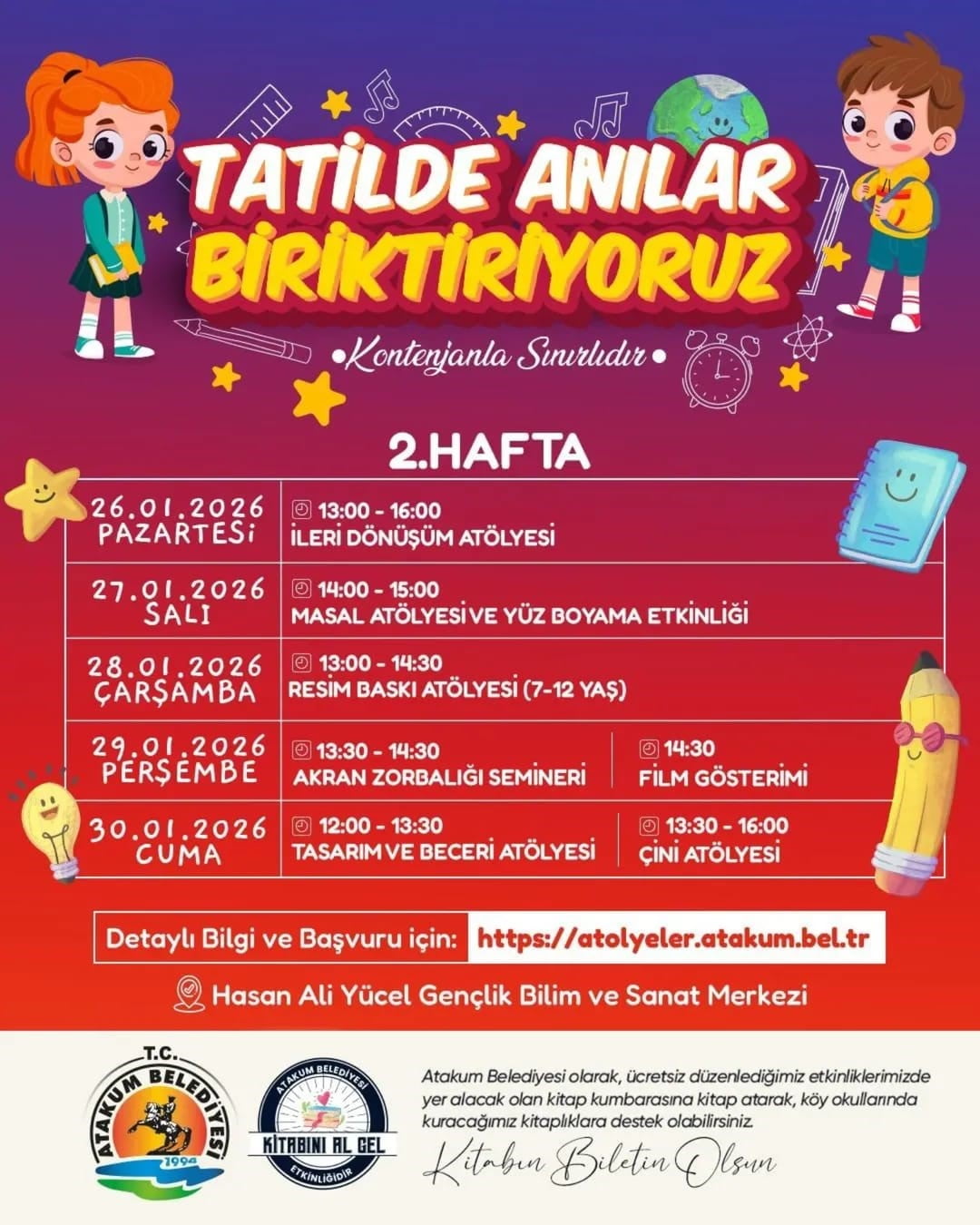 SAMSUN’UN ATAKUM BELEDİYESİ YARIYIL TATİLİNE GİREN ÖĞRENCİLERİ ÇEŞİTLİ ATÖLYE ÇALIŞMALARI...