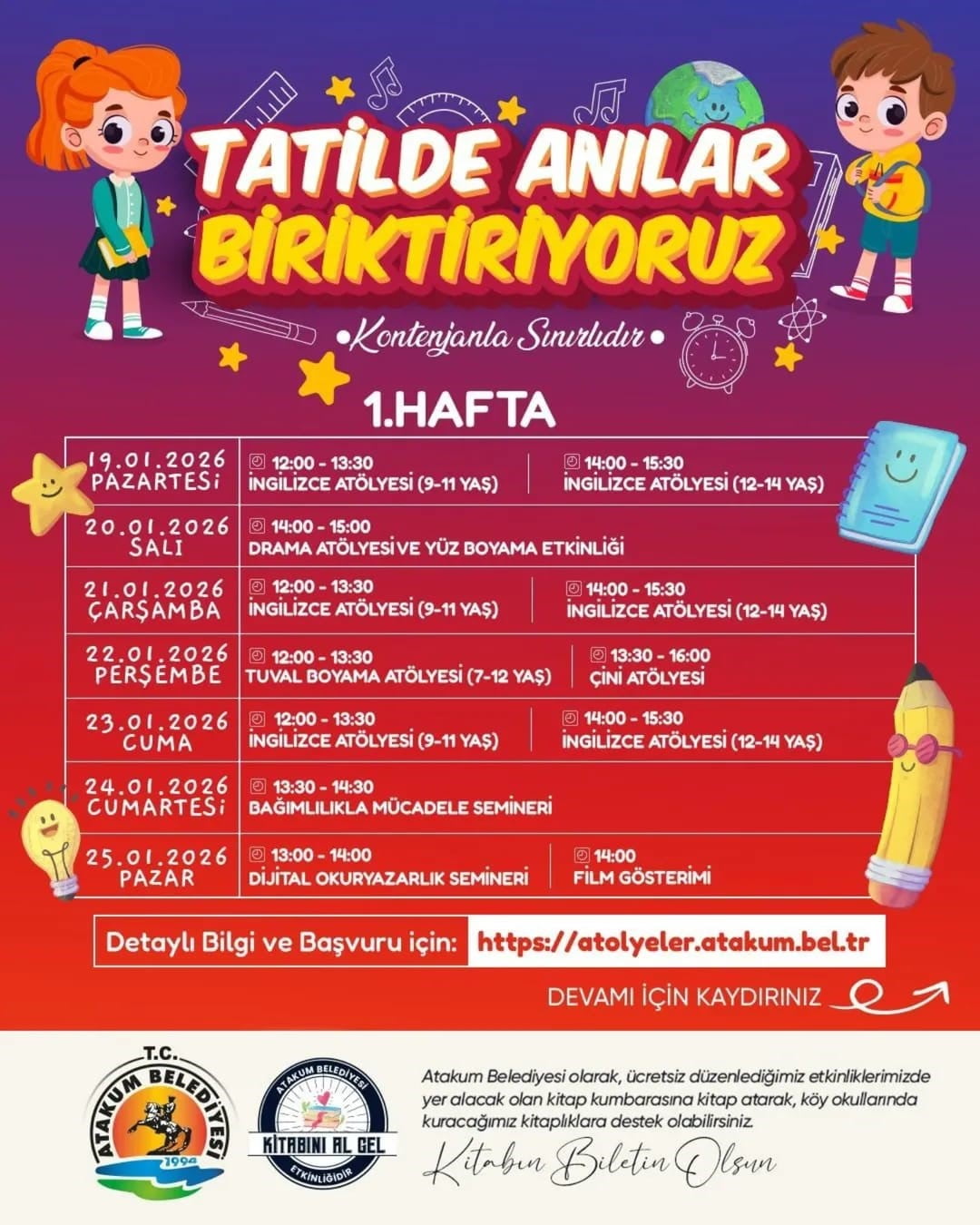 SAMSUN’UN ATAKUM BELEDİYESİ YARIYIL TATİLİNE GİREN ÖĞRENCİLERİ ÇEŞİTLİ ATÖLYE ÇALIŞMALARI...