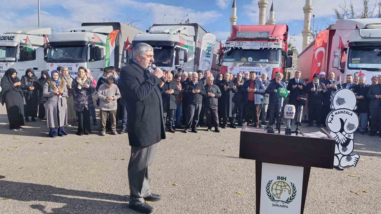 ŞANLIURFA'DAN GAZZE'DEKİ İHTİYAÇ SAHİPLERİNE 6 TIR GIDA MALZEMESİ GÖNDERİLDİ.