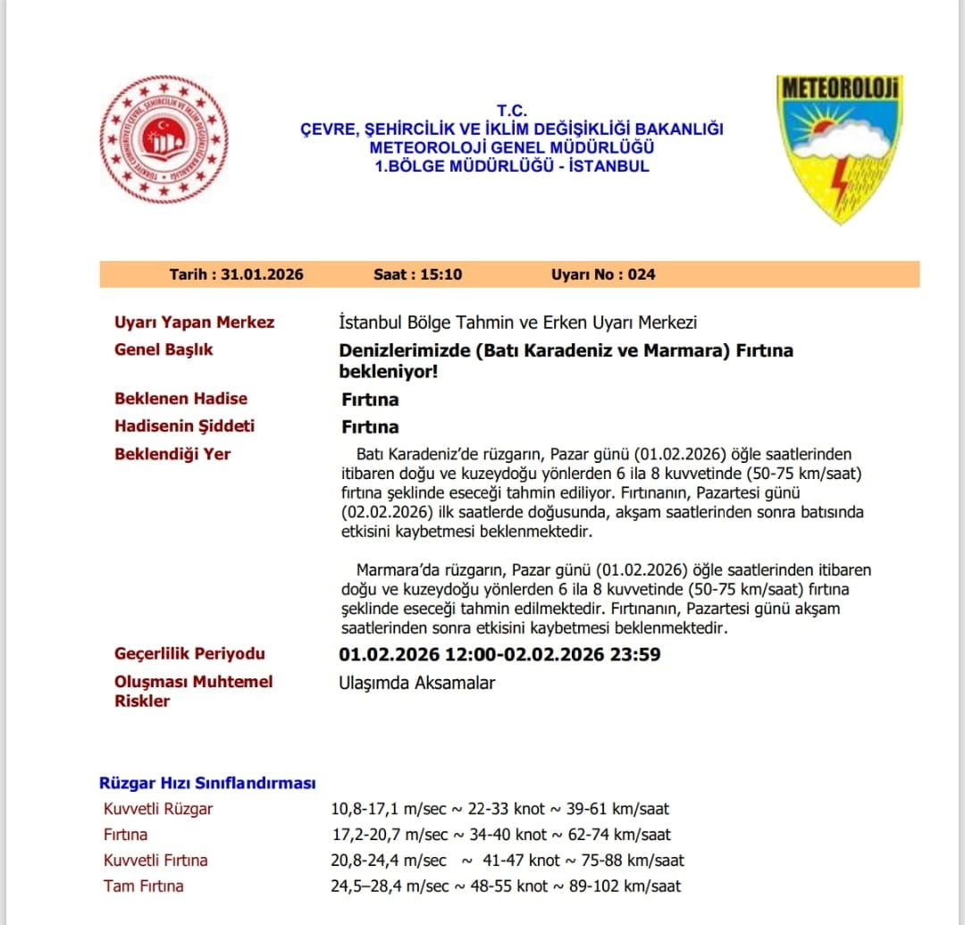METEOROLOJİ GENEL MÜDÜRLÜĞÜ, KUVVETLİ RÜZGAR VE YER YER FIRTINA BEKLENEN TEKİRDAĞ, EDİRNE VE...